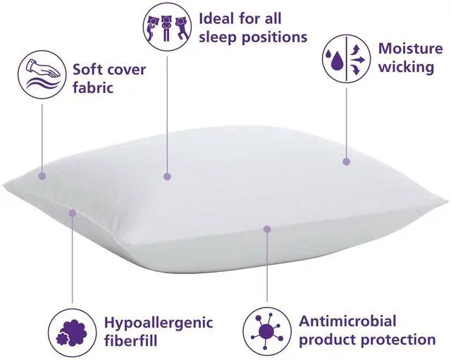 Alt view image 5 of 7 - (2 pack) Mainstays Comfort Complete Bed Pillow, Standard/Queen, Retains Shape Well After Long-Term Use