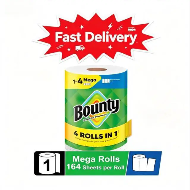 Main image of Bounty Paper Towels Select-A-Size White, 1 Mega Roll, 164 Sheets per Roll, Wet Strength Prevents Tearing During Cleaning