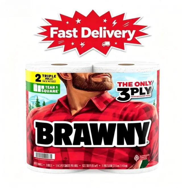 Main image of Brawny Tear-A-Square 3-Ply Paper Towels, 2 Triple Rolls, 114 Sheets per Roll, Customizable Sheet Sizes Help Reduce Waste