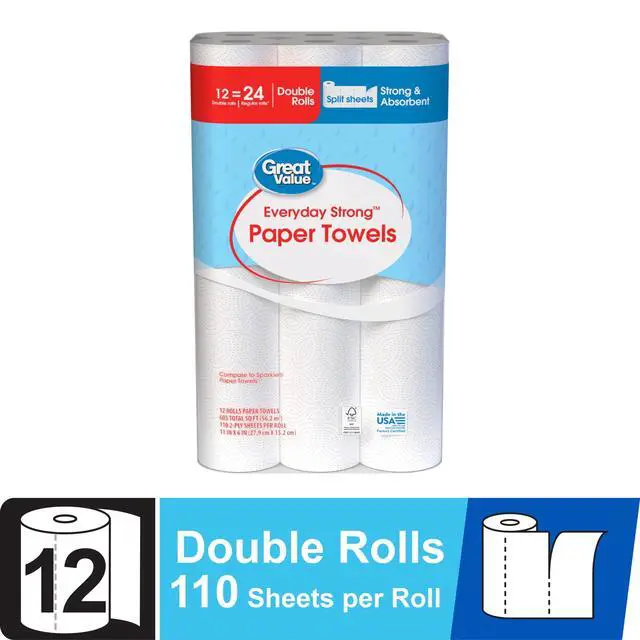 Alt view image 6 of 7 - Great Value Everyday Strong Paper Towels, 12 Double Rolls, Wet-resistant material minimizes tearing during use