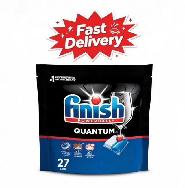 Main image of Finish Quantum Dishwasher Pods, No Pre-Rinse Dishwasher Detergent Tabs Soap, Advanced Clean, 27 Count, Helps Prevent Glass And Tableware Water Spots