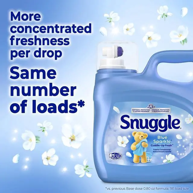 Alt view image 6 of 7 - Snuggle Liquid Fabric Softener, Cuddle-Up Fresh Blue Sparkle, 123.1 oz, 181 Loads, Helps Minimize Wrinkles For Easier Ironing