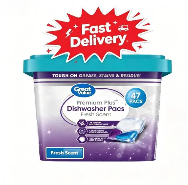 Main image of Great Value Premium Plus Dishwasher Pacs, Fresh Scent, 47 Count, Prevents Water Spots To Keep Dishes Sparkling Clean