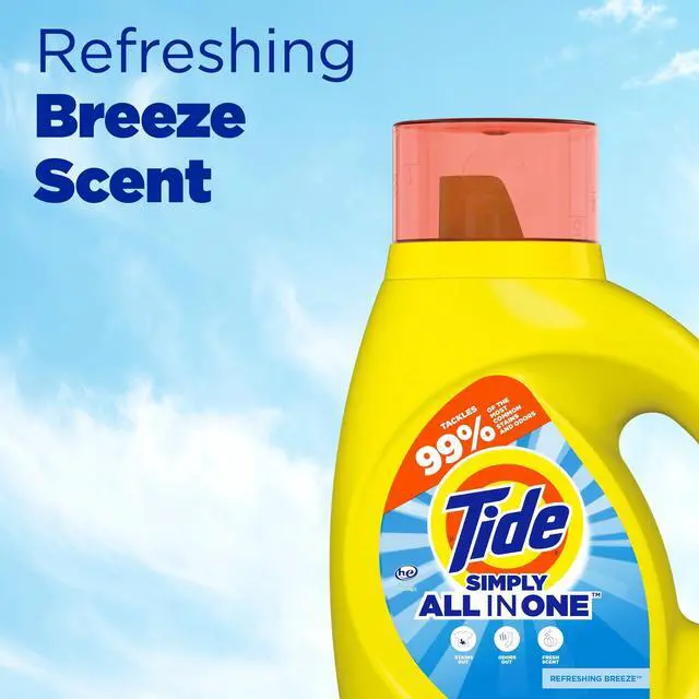 Alt view image 4 of 7 - Tide Simply Liquid Laundry Detergent, Refreshing Breeze, 24 Loads, 32 fl oz, Mild formula works well on various washable fabrics