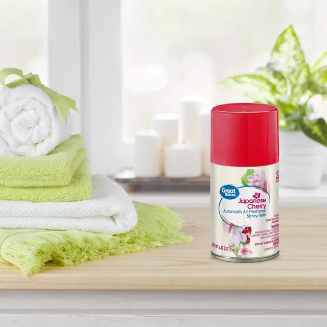 Alt view image 4 of 6 - Great Value Automatic Air Freshener Spray Refill, Cherry Blossom, 2-6.17 oz, 2 Pieces, Long-lasting cherry blossom scent for living rooms and restrooms