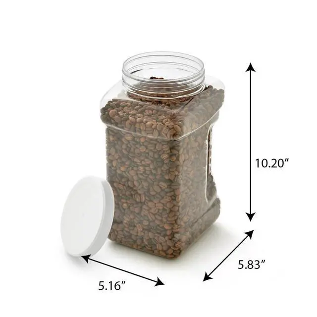 Alt view image 6 of 7 - (2 pack) Mainstays 4-Quart Clear Plastic Canister with White Twist-Top Lid (1 Each) 5.83" x 5.16" x 10.20", Well Suited to Pantry Organization and Food Storage, Secure twist lid helps lock in freshnes
