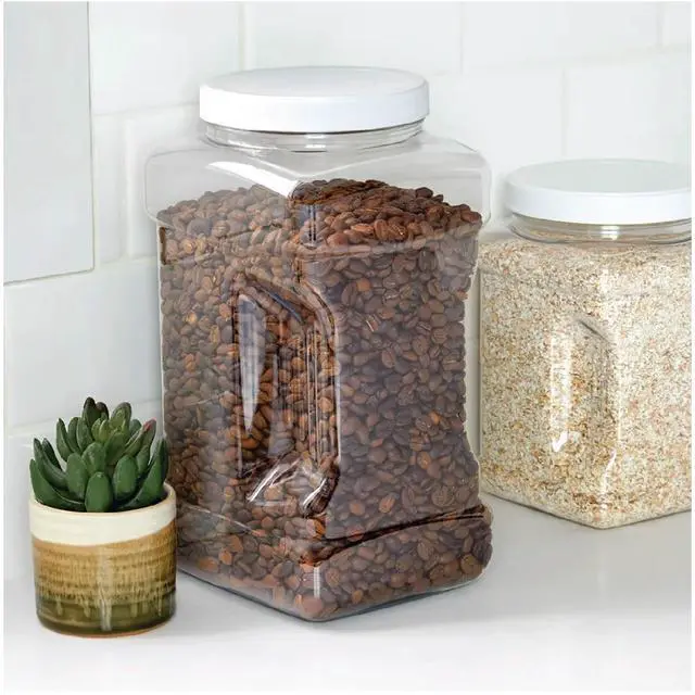Alt view image 3 of 7 - (2 pack) Mainstays 4-Quart Clear Plastic Canister with White Twist-Top Lid (1 Each) 5.83" x 5.16" x 10.20", Well Suited to Pantry Organization and Food Storage, Secure twist lid helps lock in freshnes
