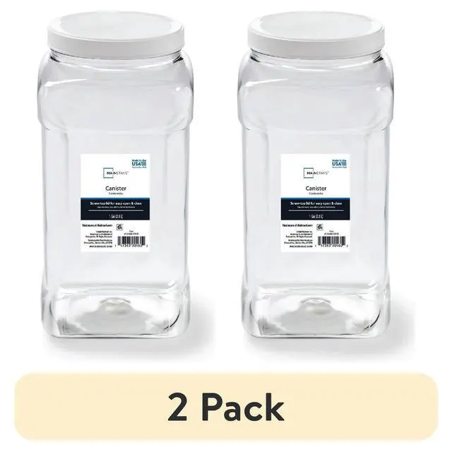 Alt view image 2 of 7 - (2 pack) Mainstays 4-Quart Clear Plastic Canister with White Twist-Top Lid (1 Each) 5.83" x 5.16" x 10.20", Well Suited to Pantry Organization and Food Storage, Secure twist lid helps lock in freshnes