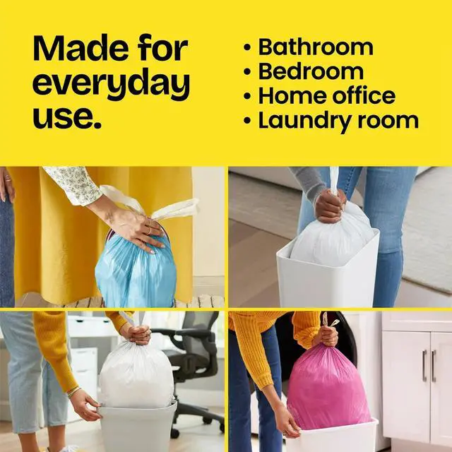 Alt view image 2 of 7 - Glad Quick-Tie 4-Gallon Small Trash Bags, Gain Original Scent, 20 Bags, 2 Pack, Sturdy construction resists rips and messy leaks during use