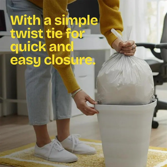 Alt view image 5 of 7 - Glad Quick-Tie 4-Gallon Small Trash Bags, Gain Original Scent, 20 Bags, 2 Pack, Sturdy construction resists rips and messy leaks during use