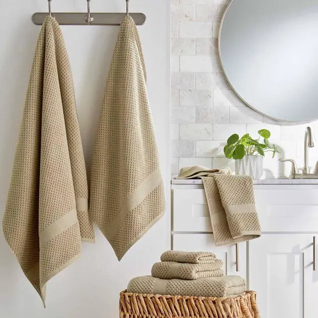 Alt view image 4 of 6 - (2 pack) Better Homes & Gardens Signature Soft Cotton Popcorn Textured Washcloth, Almond Biscuit, Premium soft material delivers comfortable touch against skin