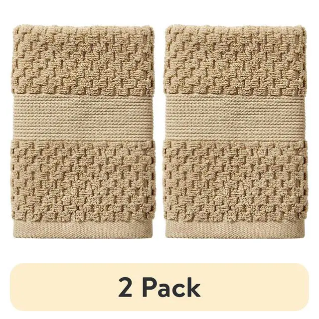 Alt view image 2 of 6 - (2 pack) Better Homes & Gardens Signature Soft Cotton Popcorn Textured Washcloth, Almond Biscuit, Premium soft material delivers comfortable touch against skin