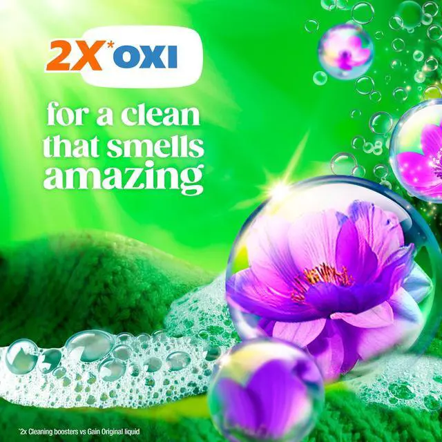 Alt view image 7 of 7 - Gain Flings Laundry Detergent Soap Pacs, 4-in-1 Oxi Boost and Febreze, Moonlight Breeze Scent, 31 Count, Oxidation power removes tough stains and embedded dirt