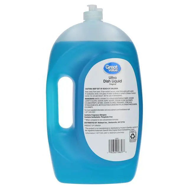 Alt view image 4 of 6 - Great Value Ultra Original Dish Liquid, 70 fl oz, Gentle formula safe for all cookware and tableware