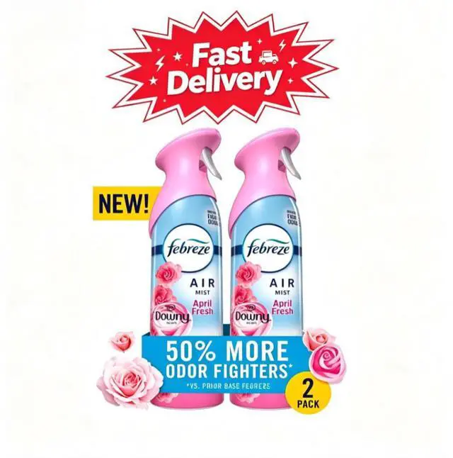 Main image of Febreze Air Mist Air Freshener Spray, Downy April Fresh, 8.1oz, 2 Count, Fine mist evenly spreads scent without leaving sticky residues