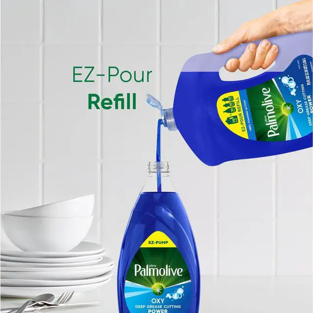 Alt view image 3 of 7 - Palmolive Ultra Oxy Liquid Dish Soap, Grease Cutting, 70 fl oz EZ-Pour Refill Bottle, Ergonomic easy-pour design prevents spills during refilling