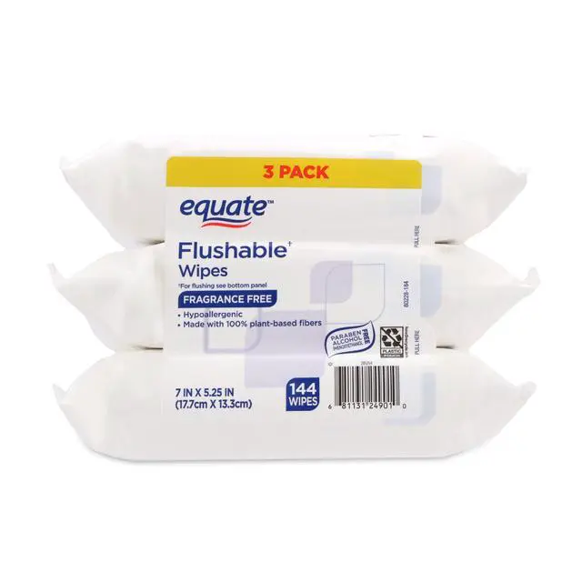 Alt view image 5 of 7 - Equate Flushable Wet Wipes, Fragrance Free, 144 Wipes, 3 Pack, Convenient triple pack supplies long-lasting daily use