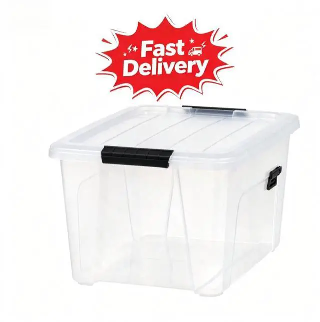 Main image of IRIS 32 Qt. Plastic Storage Bin with Lid, Stackable Storage Containers, Tote, Secure lid keeps dust and moisture away from stored items