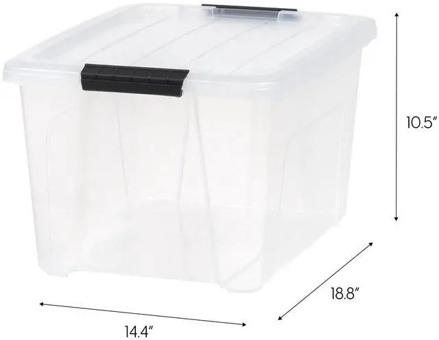 Alt view image 3 of 7 - IRIS 32 Qt. Plastic Storage Bin with Lid, Stackable Storage Containers, Tote, Secure lid keeps dust and moisture away from stored items