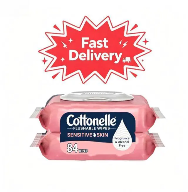 Main image of Cottonelle Fragrance Free Flushable Wet Wipes, 2 Flip-Top Packs