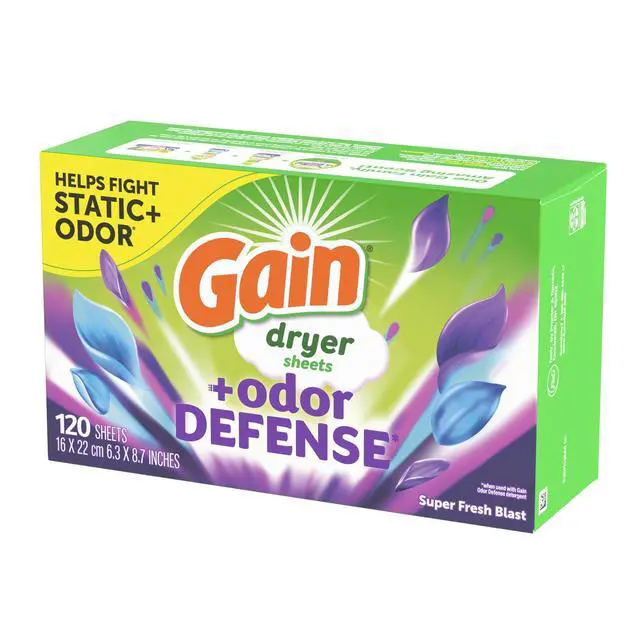 Alt view image 5 of 7 - Gain Fabric Softener Dryer Sheets +Odor Defense, Super Fresh Blast Scent, 120 Count, Eliminates static cling and softens clothing fibers