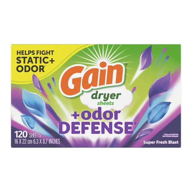 Alt view image 4 of 7 - Gain Fabric Softener Dryer Sheets +Odor Defense, Super Fresh Blast Scent, 120 Count, Eliminates static cling and softens clothing fibers