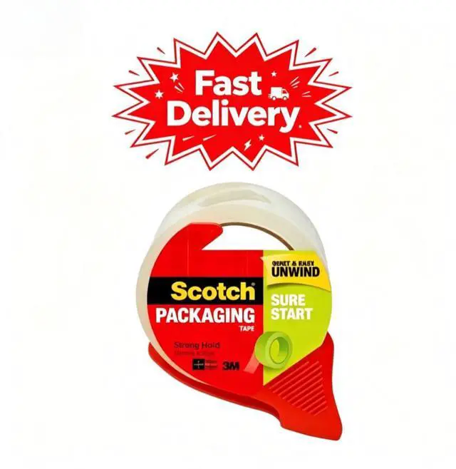 Main image of Scotch Sure Start Packaging Tape, Clear, 1.88 in. x 54.6 yd., 1 Roll, Smooth unwinding prevents splitting during packaging