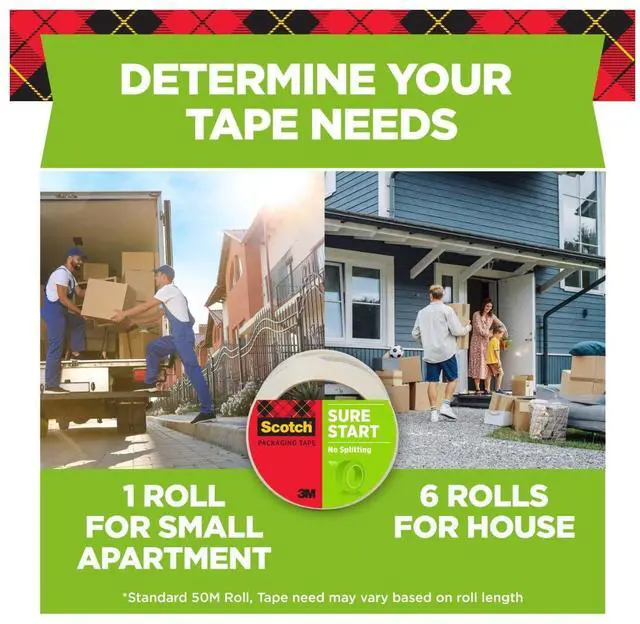 Alt view image 2 of 7 - Scotch Sure Start Packaging Tape, Clear, 1.88 in. x 54.6 yd., 1 Roll, Smooth unwinding prevents splitting during packaging