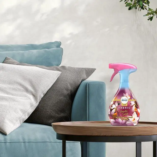 Alt view image 2 of 7 - Febreze Fabric Spray Air Freshener, Odor-Fighting Fabric Refresher, Vanilla Suede Scent, 16.9 fl oz, Gentle formula safe for most upholstery and textiles