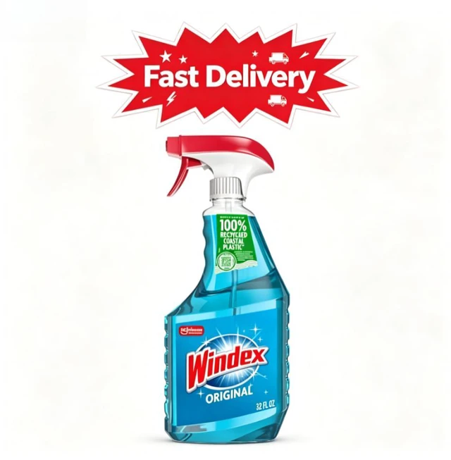 Main image of Windex Glass, Window, and Mirror Cleaner, Original Blue, Spray Bottle, 32 fl oz.