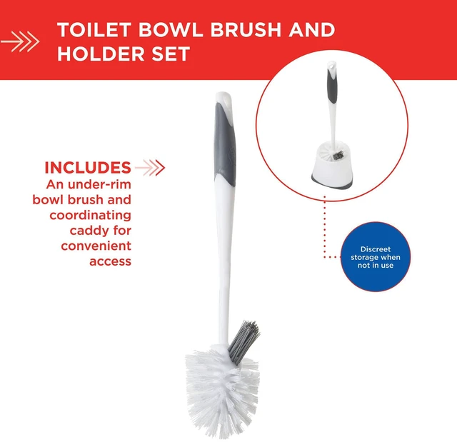 Alt view image 2 of 4 - Clorox Corner Toilet Bowl Brush with Under Rim Scrubber, Includes Corner Storage Caddy, White