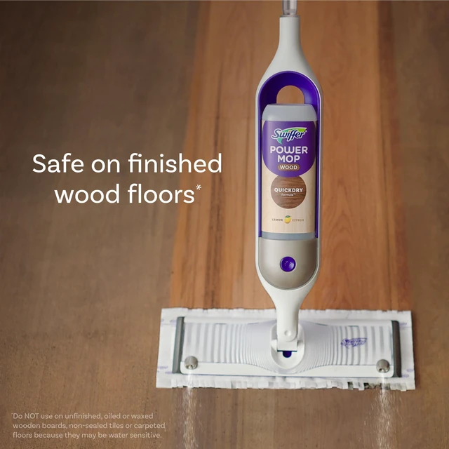 Alt view image 6 of 6 - Swiffer Power Mop Wood Refill Solution, All-Purpose Multi-Surface Hardwood Floor Cleaner, QuickDry, Lemon Scent, 50.7 oz