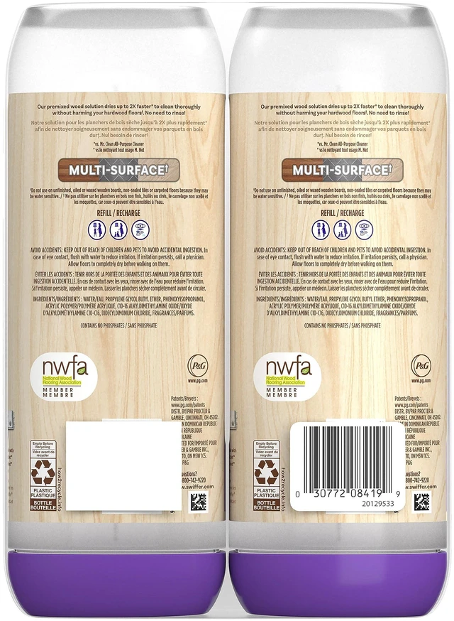 Alt view image 2 of 6 - Swiffer Power Mop Wood Refill Solution, All-Purpose Multi-Surface Hardwood Floor Cleaner, QuickDry, Lemon Scent, 50.7 oz