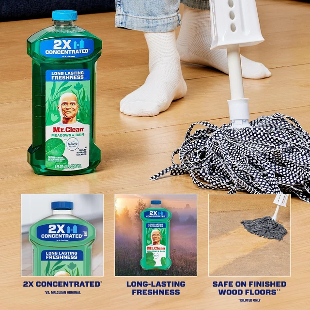 Alt view image 5 of 6 - Mr. Clean All Purpose Cleaner, Multi-Surface Dilutable Floor Cleaner for Home, Bathroom & Kitchen, Meadows & Rain, 41oz