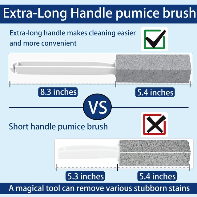 Alt view image 2 of 7 - 2 Pack Pumice Stone with Extra Long Handle for Toilet Cleaning, Removing Bowl Ring, Pool, Bathroom