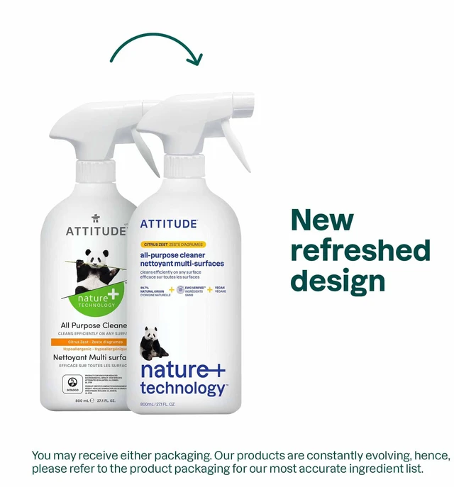 Alt view image 5 of 6 - ATTITUDE All Purpose Cleaner Spray 27.1Fl Oz, EWG Verified, Vegan, 94% Plant-Based, Streak-Free, Citrus Zest Scent, for Kitchen, Bathroom, Glass & More