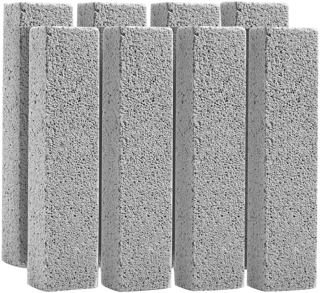 Main image of 8 Pack Pumice Stone Scouring Stick for Toilet Bowl Cleaning, Removes Hard Water Rings, Calcium Buildup and Rust, Suitable for Toilet, Bathroom, Kitchen Sink, Grill (Gray)