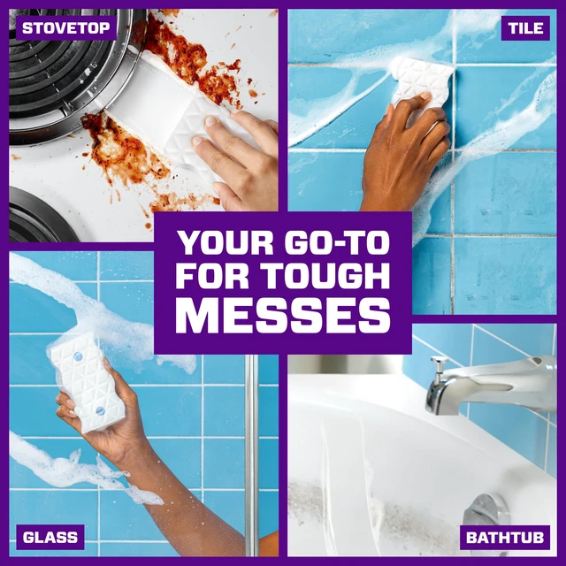 Alt view image 6 of 6 - Mr. Clean Magic Eraser Sponge Variety Pack, 6ct - 1 Ultra Thick, 2 Ultra Foamy, 3 Extra Durable, All Purpose Cleaner for Kitchen, Bathroom, Shower, Oven