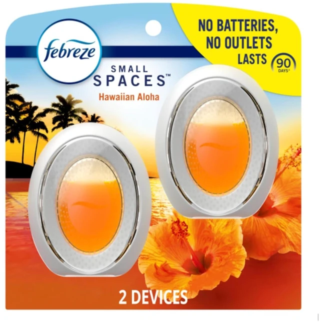 Main image of Febreze Small Spaces Air Freshener, Plug In Alternative, Odor-Fighting, Hawaiian Aloha Scent, for Home, Bathroom, Kitchen, Closet, 2 Count