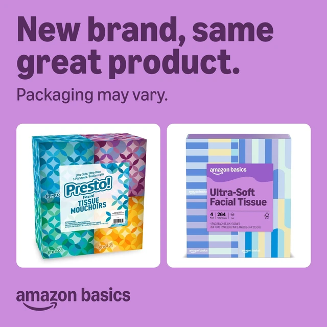 Alt view image 4 of 6 - Amazon Basics Ultra-Soft 3-Ply Premium Facial Tissues, 264 Count (4 Cube Boxes of 66)