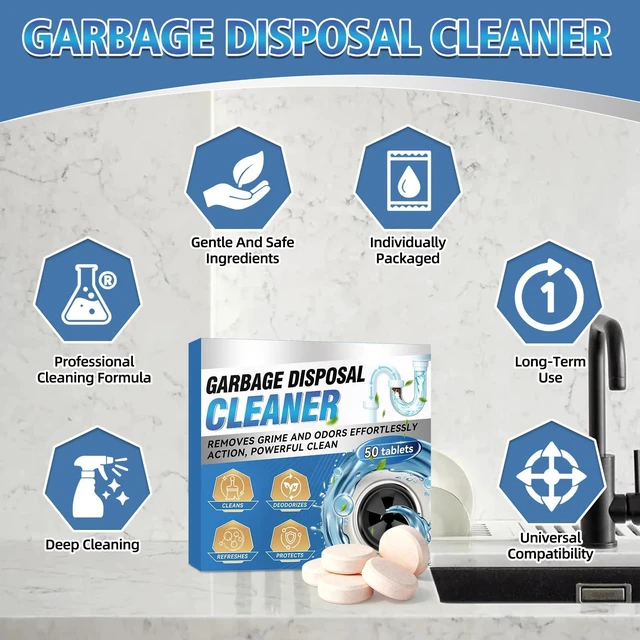 Alt view image 3 of 6 - Garbage Disposal Cleaner and Deodorizer 50 Packs, Powerful Sink Drain Cleaner Tablets, 1 Year Supply for Kitchen, Bathroom, Shower, Home Cleaning Essentials