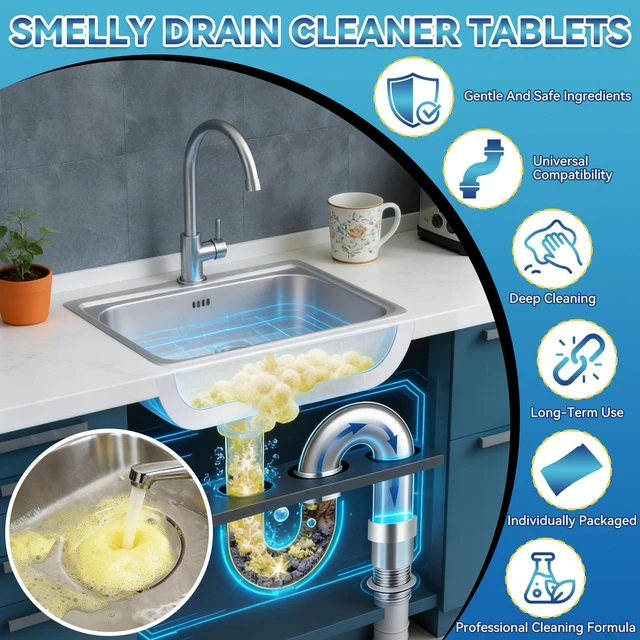 Alt view image 4 of 6 - Garbage Disposal Cleaner and Deodorizer 50 Packs, Powerful Sink Drain Cleaner Tablets, 1 Year Supply for Kitchen, Bathroom, Shower, Home Cleaning Essentials