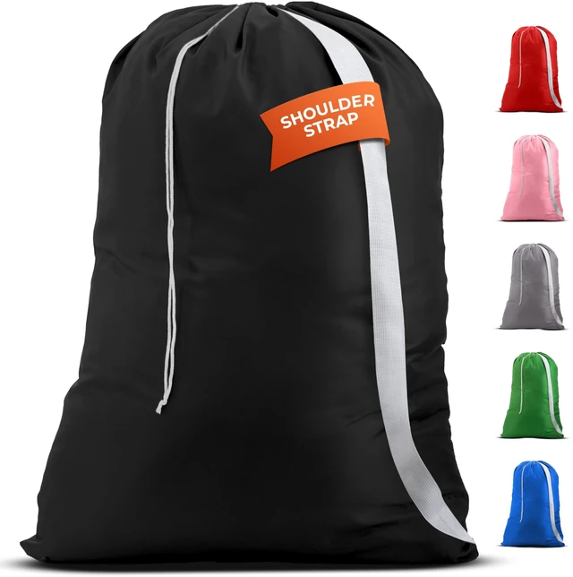 Main image of Extra Large Laundry Bag with Shoulder Strap, 30"x40", Black