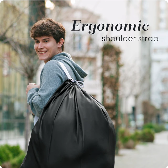 Alt view image 3 of 6 - Extra Large Laundry Bag with Shoulder Strap, 30"x40", Black
