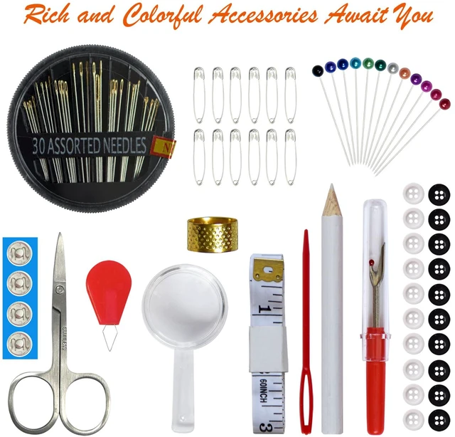 Alt view image 3 of 6 - Portable Sewing Kit with Case, 18 Sewing Threads, Scissors, Needles, Measure, for Home Traveler, Adults, Beginner, Emergency
