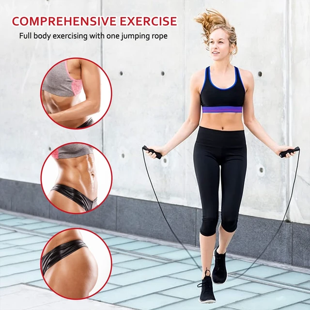 Alt view image 4 of 7 - Adjustable Speed Jump Rope With Ball Bearings, Tangle-Free Steel Cable, Soft Foam Handles for Cardio Workout, Weight Loss, Home Gym