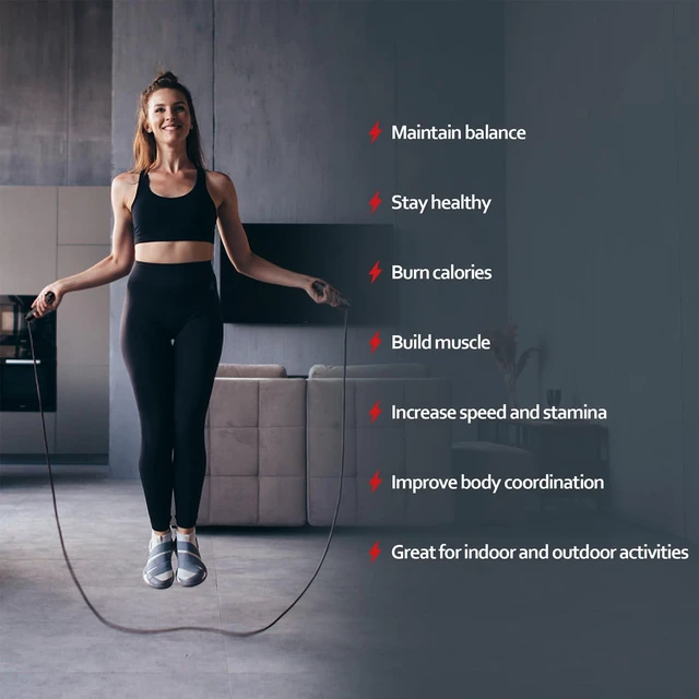 Alt view image 2 of 7 - Adjustable Speed Jump Rope With Ball Bearings, Tangle-Free Steel Cable, Soft Foam Handles for Cardio Workout, Weight Loss, Home Gym