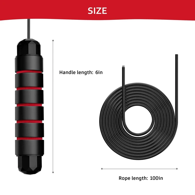 Alt view image 5 of 7 - Adjustable Speed Jump Rope With Ball Bearings, Tangle-Free Steel Cable, Soft Foam Handles for Cardio Workout, Weight Loss, Home Gym