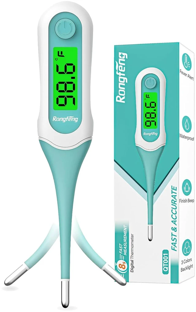 Main image of 8 Second Digital Oral Thermometer, Fast Reading with 3 Color Backlit and Fever Alarm for Adults, Kids, Oral, Rectal, Underarm