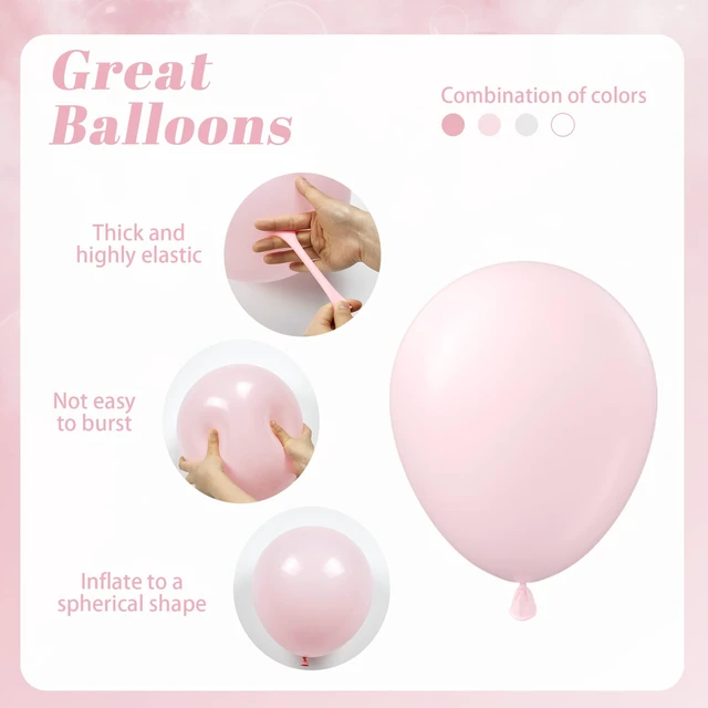 Alt view image 4 of 7 - 60pcs 12inch Pink, White, and Clear Pastel Pearl Balloons